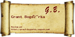 Grant Bogárka névjegykártya